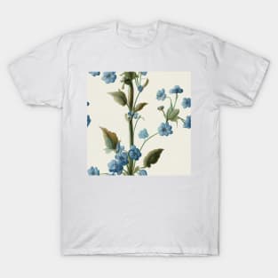 Vintage Floral Romantic Blue Forget Me Not Flower Design T-Shirt